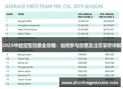 2025中超冠军投票全攻略:如何参与投票及注意事项详解 2025中超冠军投票全攻略:如何参与投票及注意事项详解